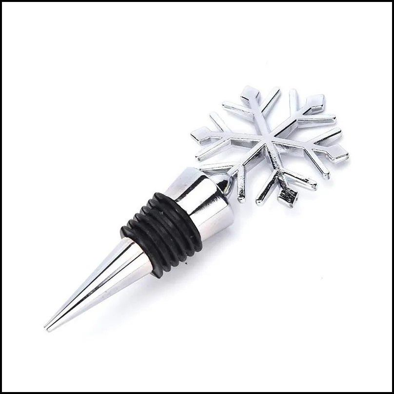 new snowflake wine bottle stopper zinc alloy wine cork wedding favors bar tools dhs shipping