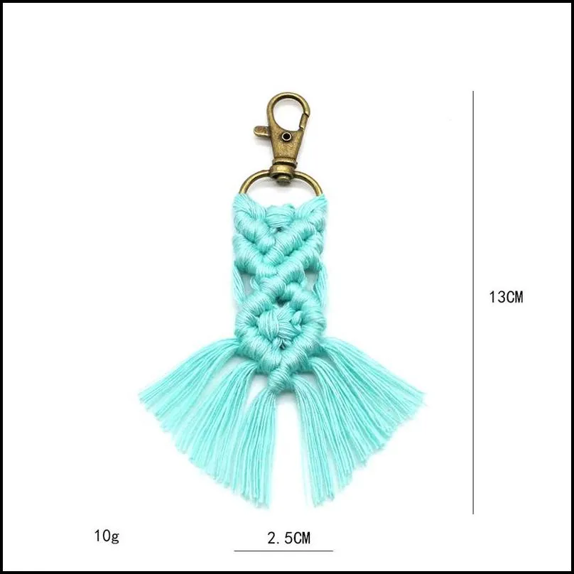 macrame fringe keychain - boho bridal wedding shower decor gifts under 5 macrames tassel key chain