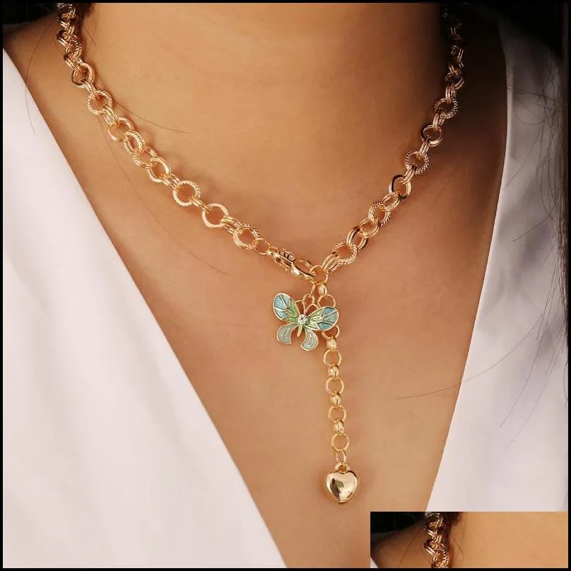 punk style butterfly choker clavicle necklace jewelry women collares gothic hip hop link chain necklaces mujer jewlery