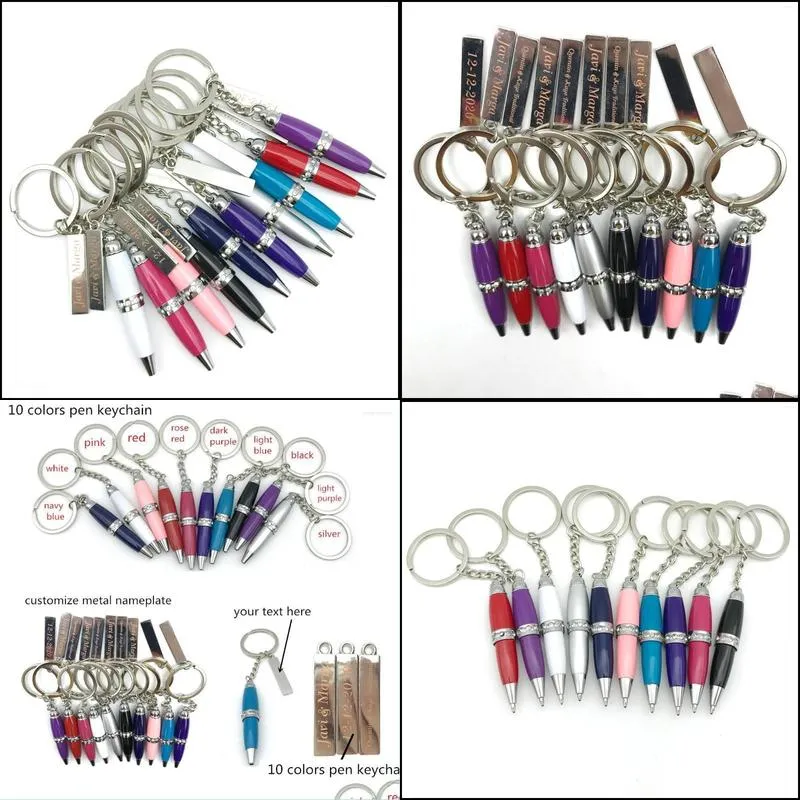 party favor 50pcs ball point pen keychain with personalized engraved metal nameplate wedding gift favors high school graduation 2022