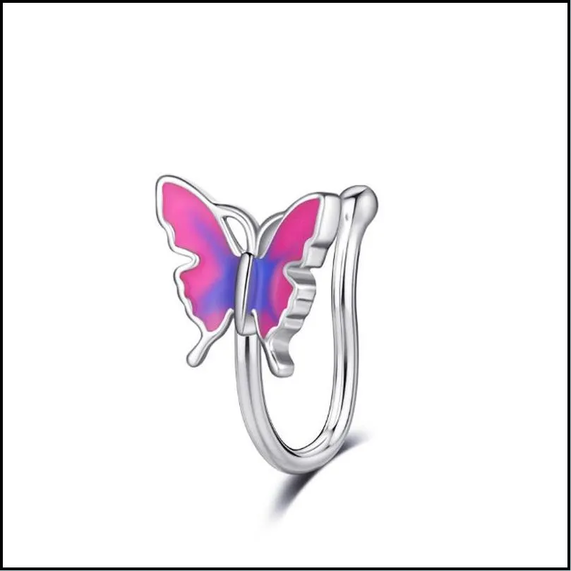 dripping butterfly nose clip fake nose ring piercing jewelry studs