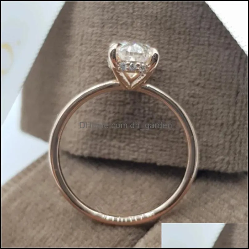 wedding rings oval cut solitaire ring rose gold hidden crystal stone for women party cool jewelry gift wholesaleweddingwedding brit22