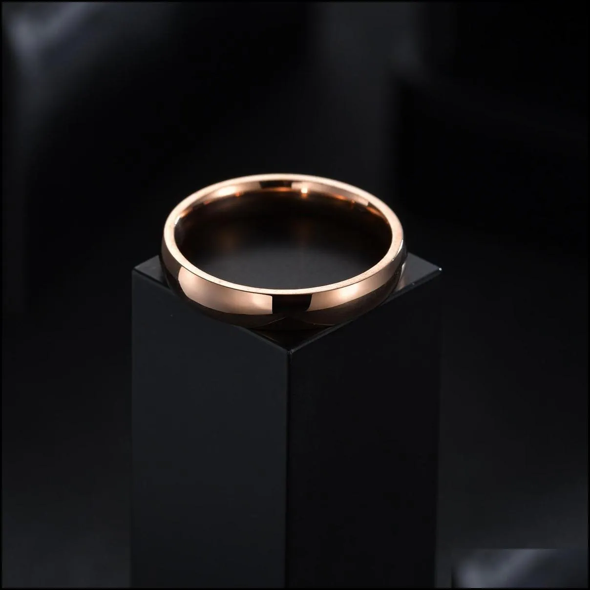 4mm thin ring female jewelry man black silver color rose gold stainless steel elegant party tail rings for women