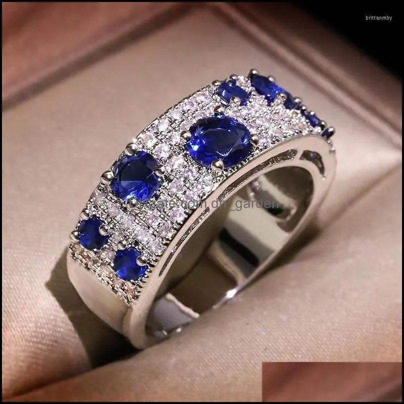 wedding rings 2022 est blue zircon ring for women gorgeous nano cz genuine jewelry