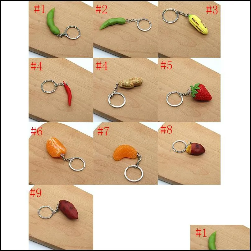 simulation vegetable keychain pendant party favor strawberry orange fruit keychains creative gifts key chain keyring