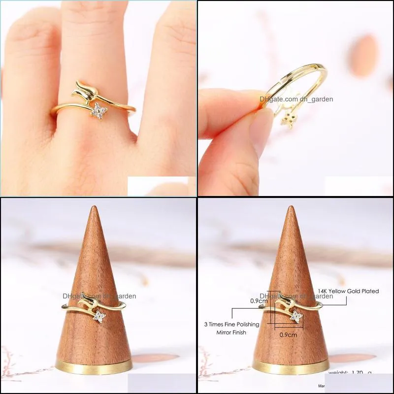 wedding rings tulip flower gold ring for women korean adjustable crystal cute teen girls friends jewelry aesthetic drop kar365wedding