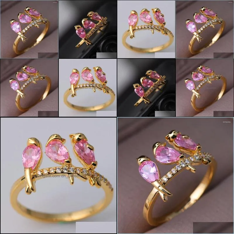 wedding rings bamos cute 4colors bird zircon ring elegant thin animal yellow gold filled bands for couples bridesmaid giftwedding