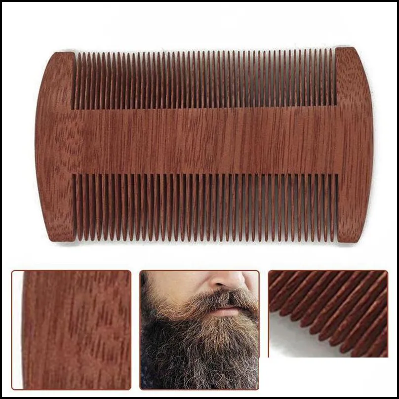 mens wooden beard brush party favor natural sandalwood double sided close tooth comb household hair combs
