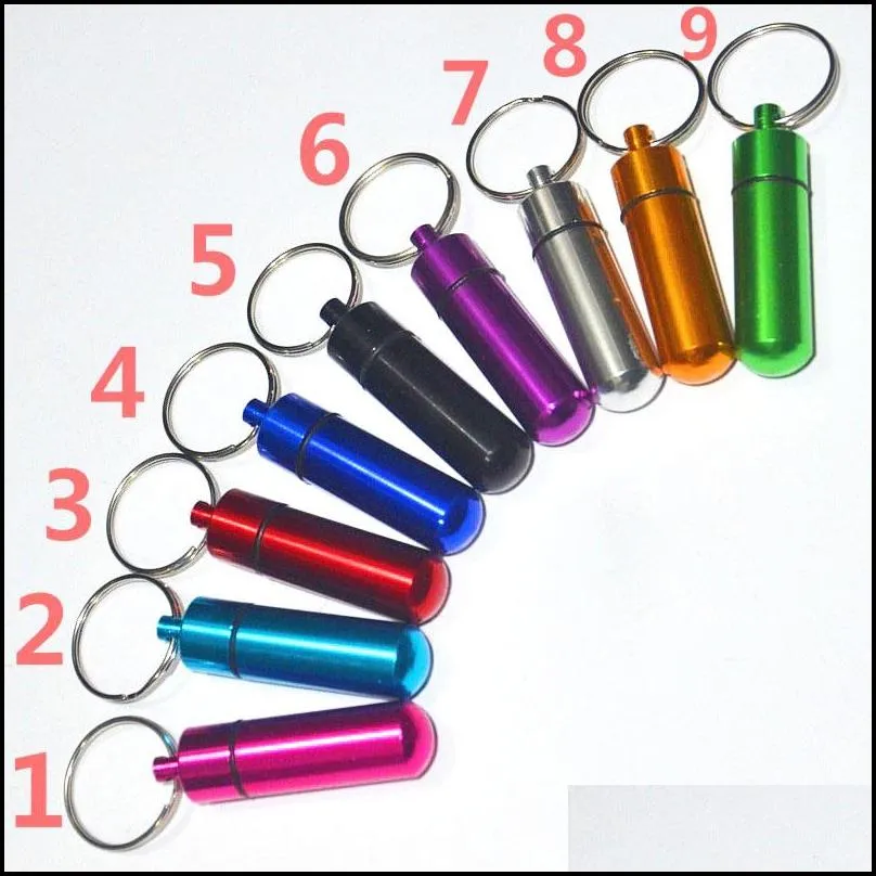 waterproof keychain aluminum pill box case bottle cache holder container keyring medicine package health care