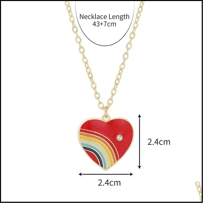 ins vintage multilayer color love heart necklace simple drop oil peach hearts necklaces for women girls fashion jewelry