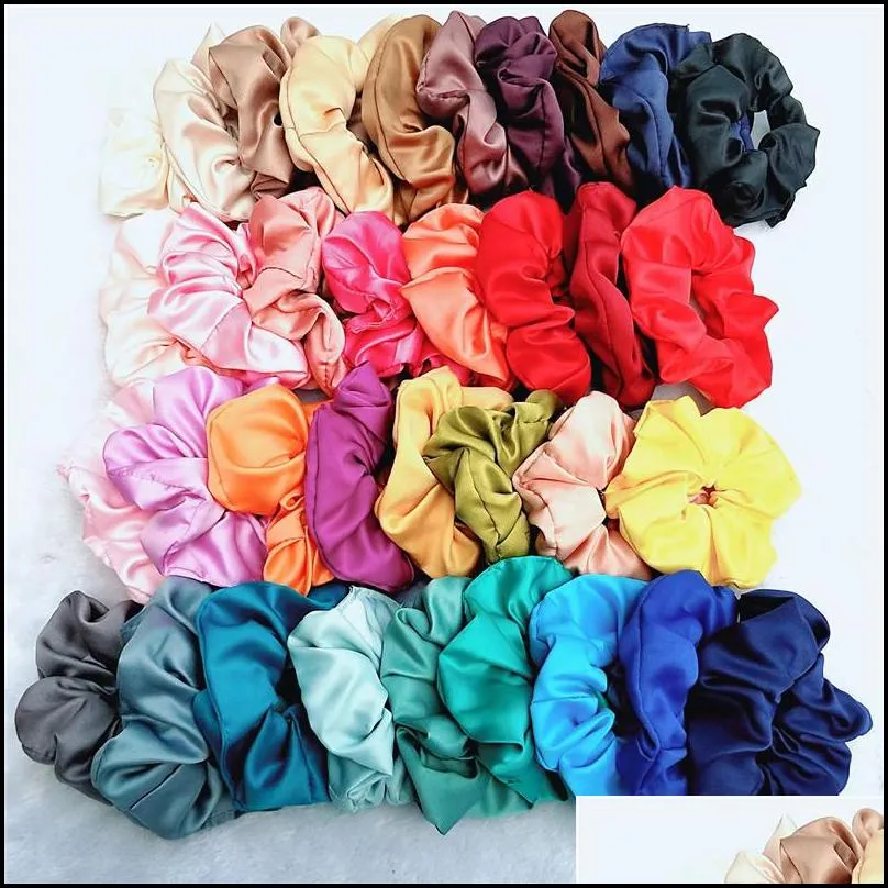 women multicolor silk scrunchie hair accessories elastic handmade hairbands ponytail holder hairband headband 35 colors