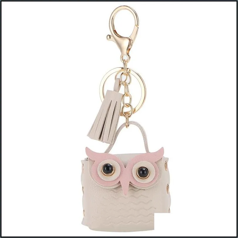 creative tassel owl bag key chain cute cartoon fashion bags accessories keychains female car pendant keyring