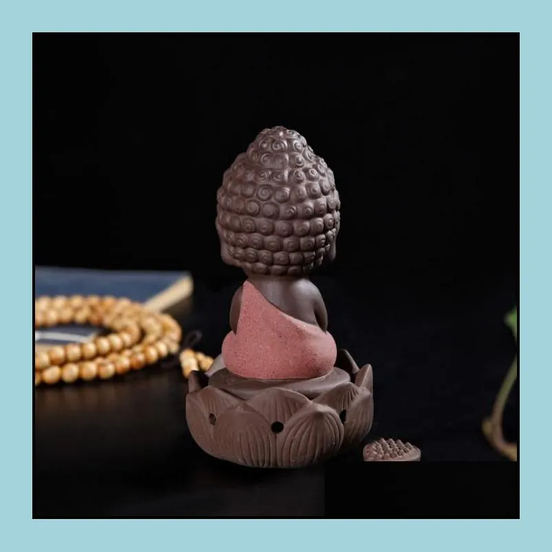 little monk thurible decorative gifts ceramic purple sand buddha incense burner for home decor arts and crafts 4 colors