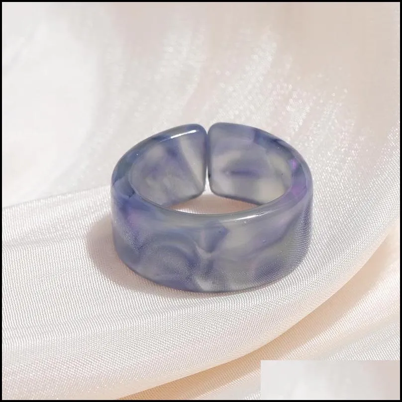 korea chic transparent aesthetic ring colorful minimalist acrylic resin thin rings for women jewelry party gifts