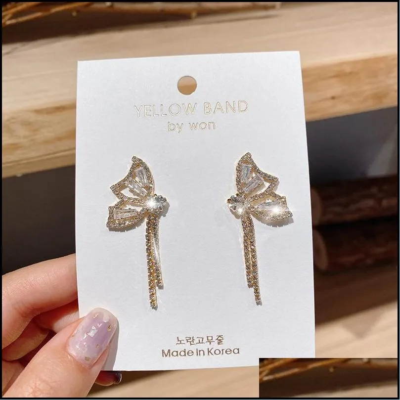 korean style gold tone geometric square ear clips earrings charm temperament long curved tassel accessories