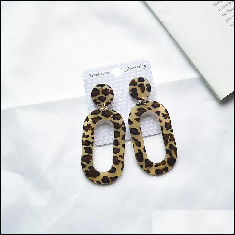 acrylic leopard hoop earrings for women statement korean geometry big dangle drop earring ladies party ear jewelry