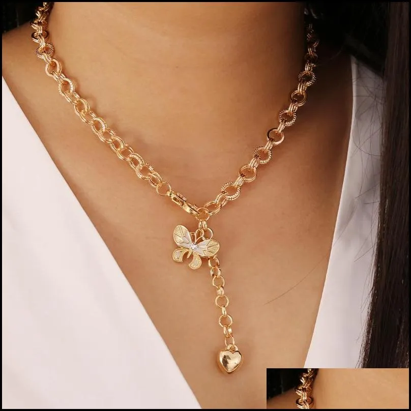 punk style butterfly choker clavicle necklace jewelry women collares gothic hip hop link chain necklaces mujer jewlery