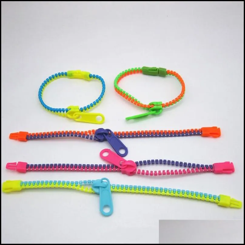 dhs fidget bracelets toys party zipper bracelet 7 5 inches fidgets toy sensory neon color friendship for kids adults