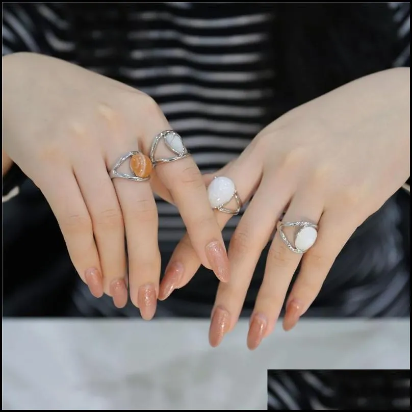 retro geometric square round stone ring set for women girls fashion colorful resin rings jewelry