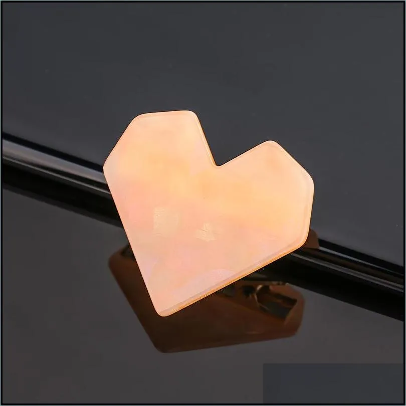 acrylic heart shape hair clips for women girl hairpins shiny lovely shell hairgrip accessories 14 colors