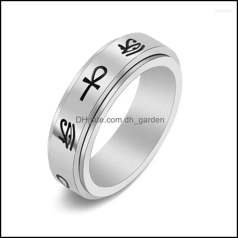 wedding rings men women egyptian eye of horus cross rotating fine tuning 8mm stainless steel ring fashion jewelry birthday gift k3nd