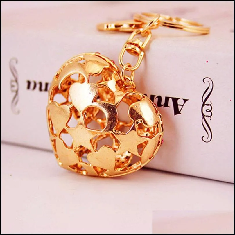 rhinestone crystal moon star heart keychain keyring for car handbag chram key holder jewelry purse charms 9 styles