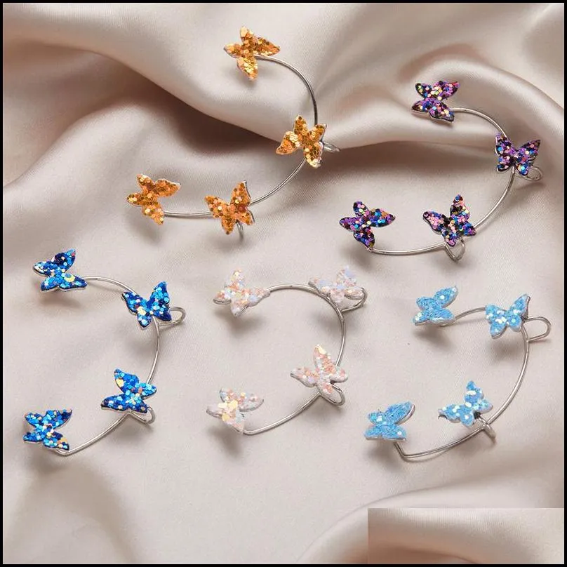 korean style butterfly ear clips without piercing for women sparkling zircon ear cuff clip earrings wedding party jewelry gifts