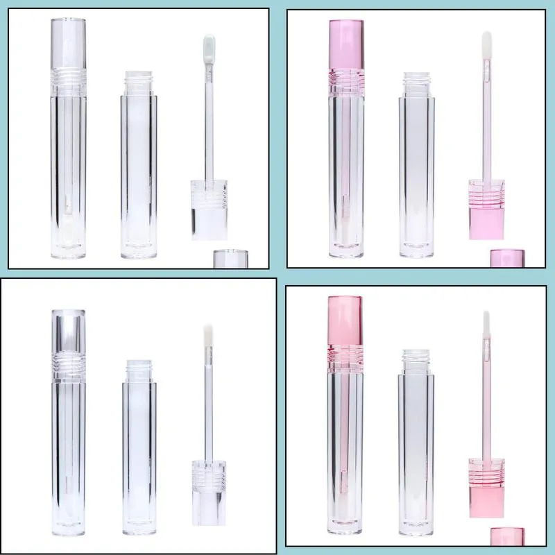 diy lip gloss tubes bottle empty 7 8ml lipgloss tube round transparent packing bottles with wand empty clear 3 colors