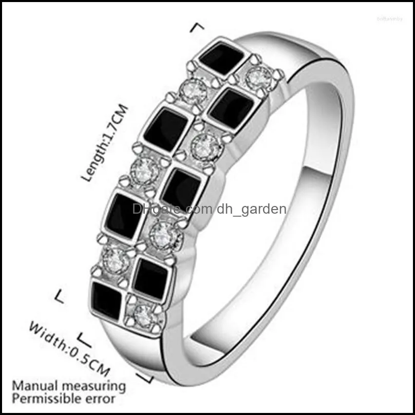 wedding rings 925 sterling silver top quality fashion jewelry women men size 7/8 black square zircon engagement / ring