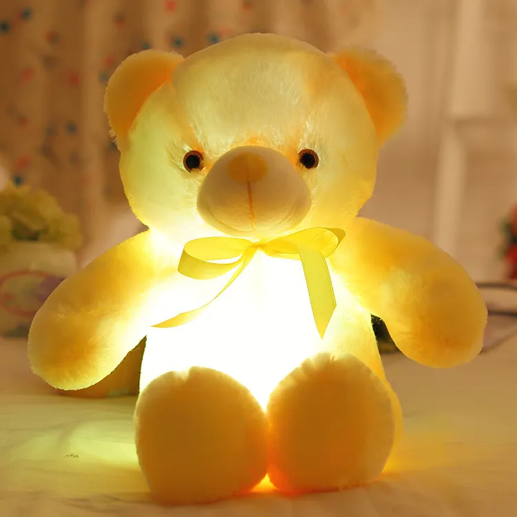 30cm 50cm Luminous Creative Light Up LED Teddy Bears Stuffed Animals Plush Toy Colorful Glowing Teddy Bear Christmas Gift for Kid