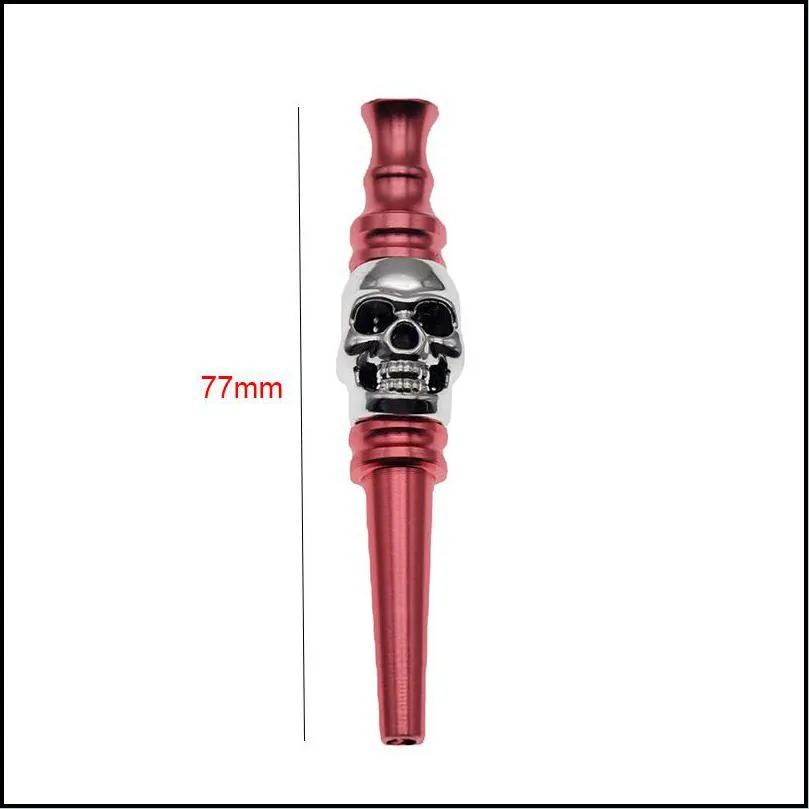 77mm color skull pipe outdoor portable metal cigarette holder smoking accessories creative gift