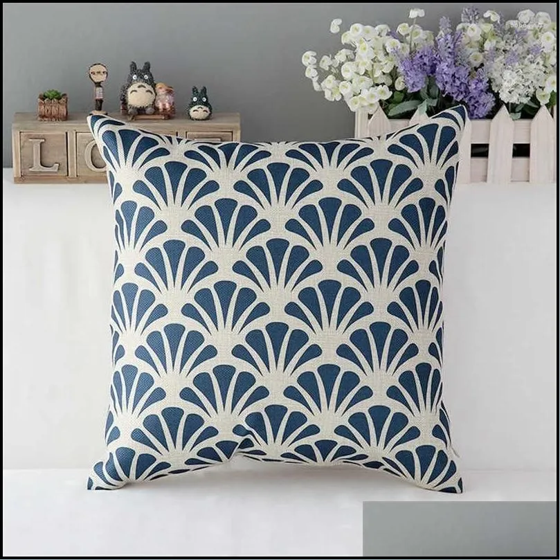 pillow case blue boho flower square throw cushion cover home sofa car decor