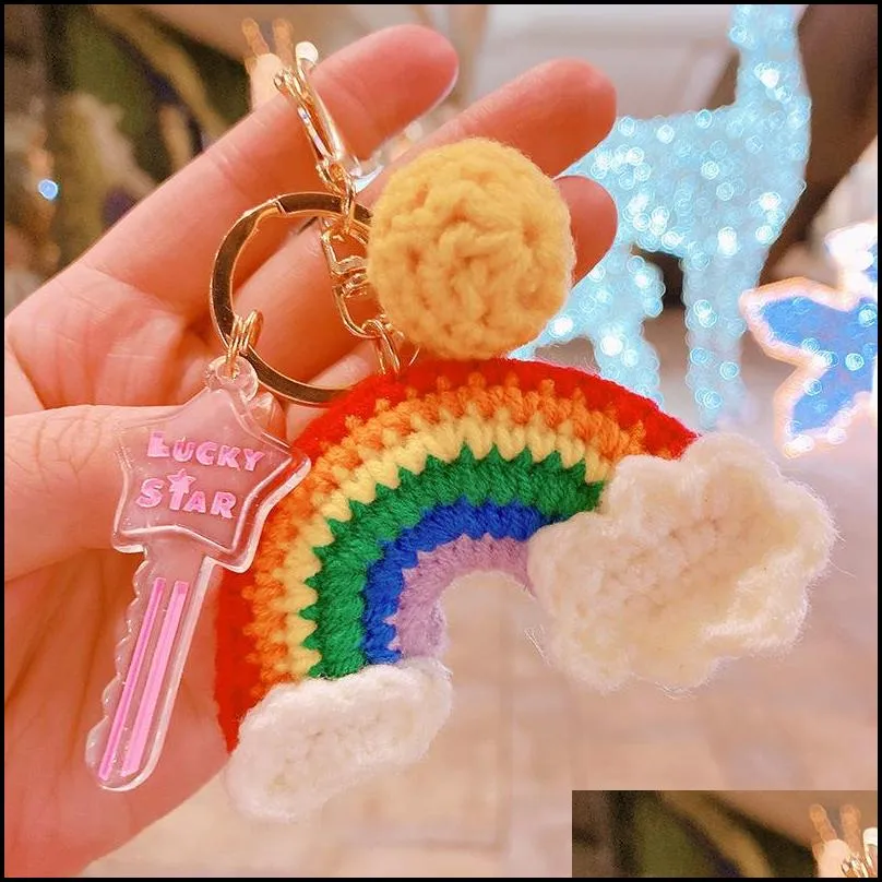 cute rainbow cartoon keyring fairy figure doll key chain for woman bag childrens book backpack keychain charm jewelry