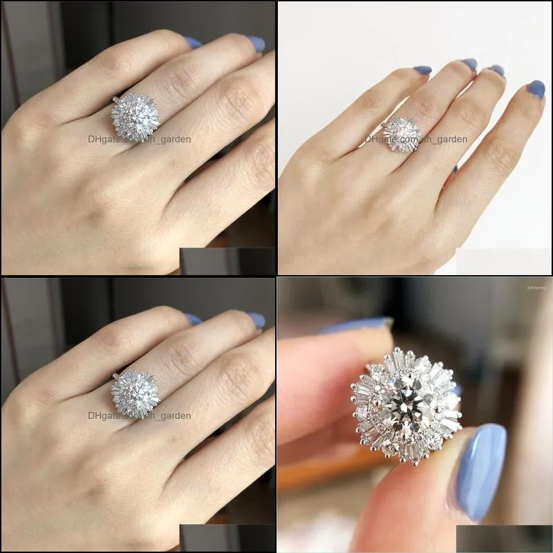 wedding rings huitan gorgeous flower design women brilliant geometric cubic zirconia fashion ring for marriage party jewelryweddingwedding