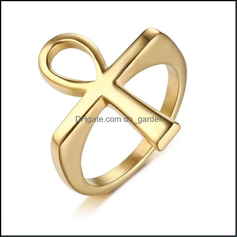 wedding rings stainless steel ethnic ankh egyptian cross ring men gold tone key of life eternal anka amulet lucky male jewelrywedding