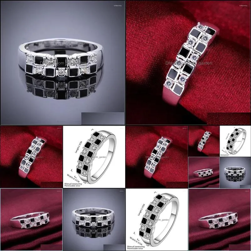 wedding rings 925 sterling silver top quality fashion jewelry women men size 7/8 black square zircon engagement / ring