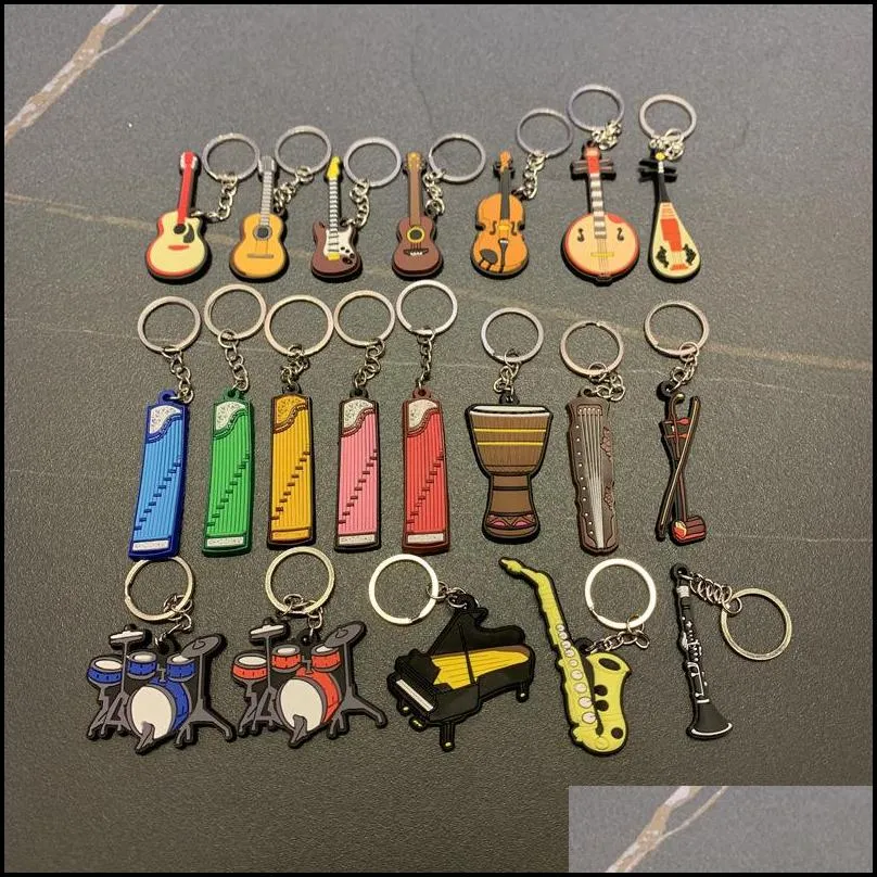 guitar keychain man women punk violin musical instrument silicone pendant keyring holder friends gifts bag jewelry