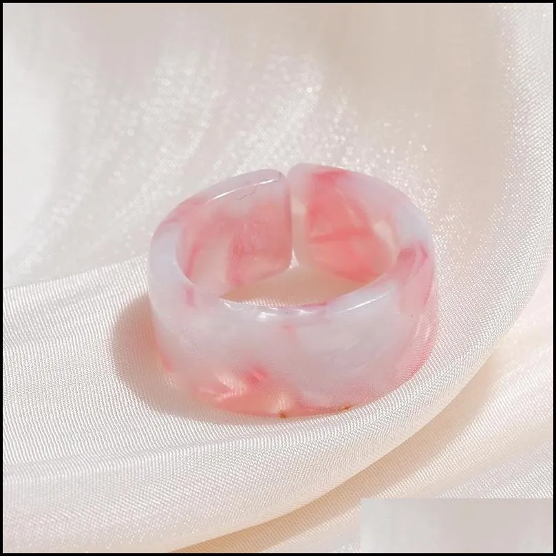 korea chic transparent aesthetic ring colorful minimalist acrylic resin thin rings for women jewelry party gifts