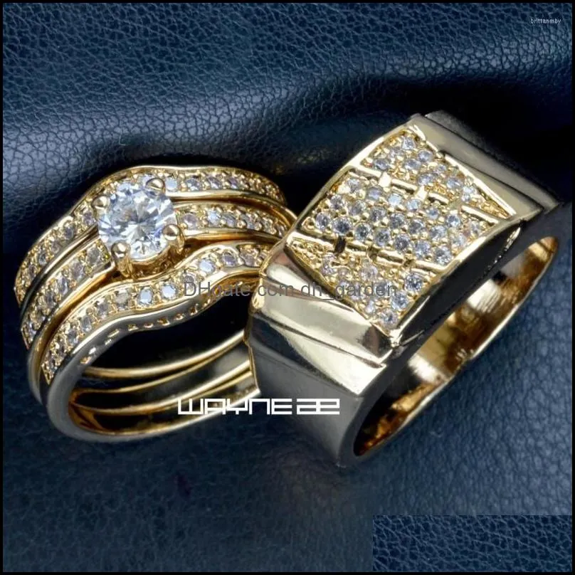wedding rings set gold tone men women ring band r211 179 size 915 610