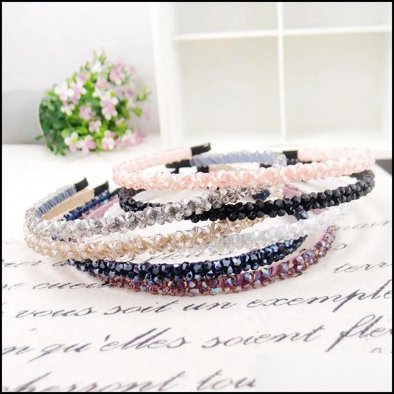 shinny crystal headbands beaded hair hoop diamond hairband for women rhinestone head accessories