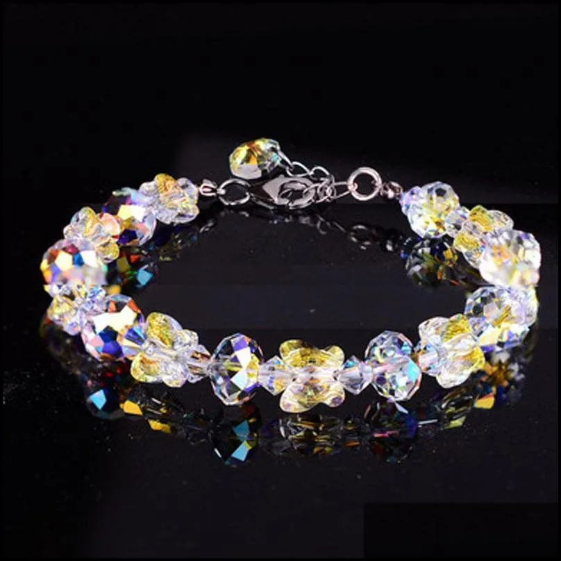 trendy colorful ab butterfly crystal beaded bracelets women sweet temperament handwork bracelet charms jewelry 12 styles