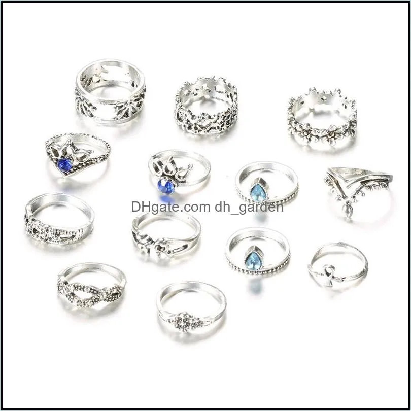 wedding rings 13pcs/set bohemian style vintage stone geometric for women promise set fashion accessories banquet party giftwedding
