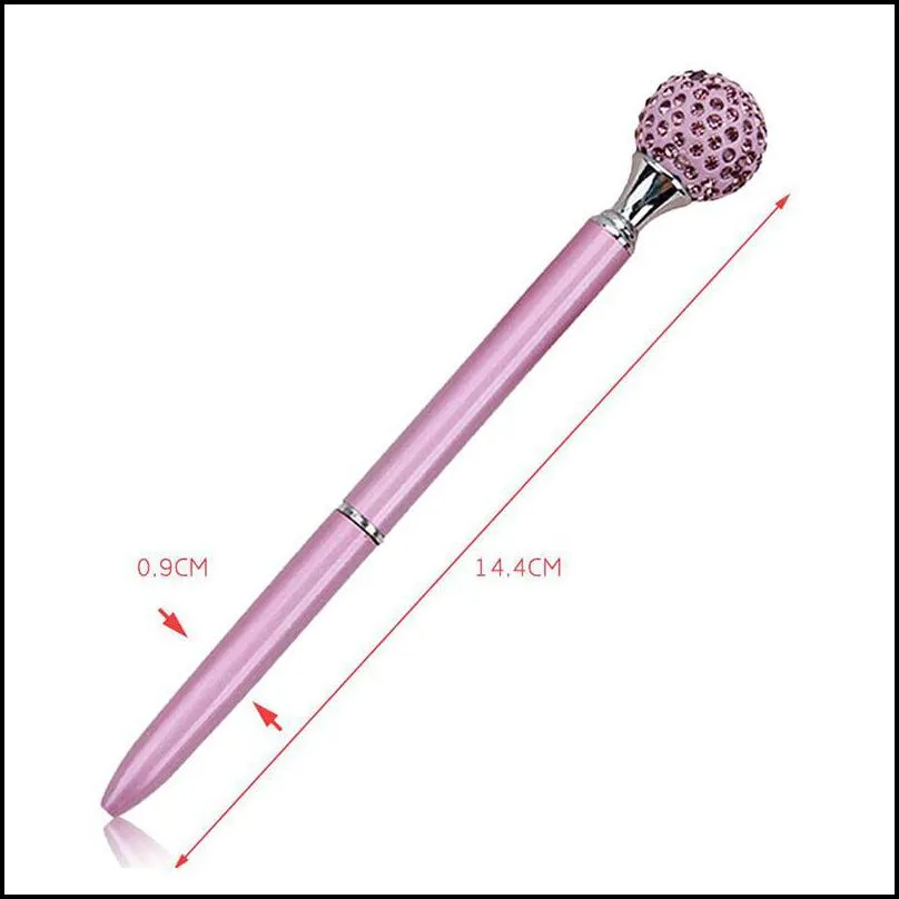 crystal element roller ball pen big diamond ballpoint pens gem wedding office supplies gift 10 colors