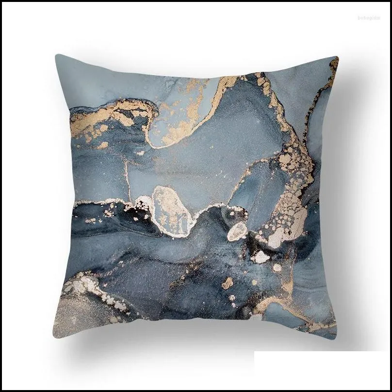 pillow case gray gold color marble cushion cover bloom rock pattern polyester 45x45cm sofa bedroomwork