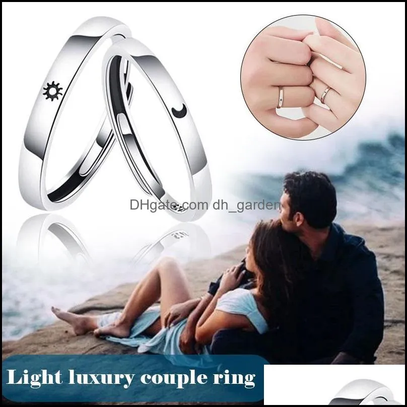 wedding rings pcs promise ring set sun and moon style silver plating band gift for couple boyfriend girlfriend h9wedding brit22