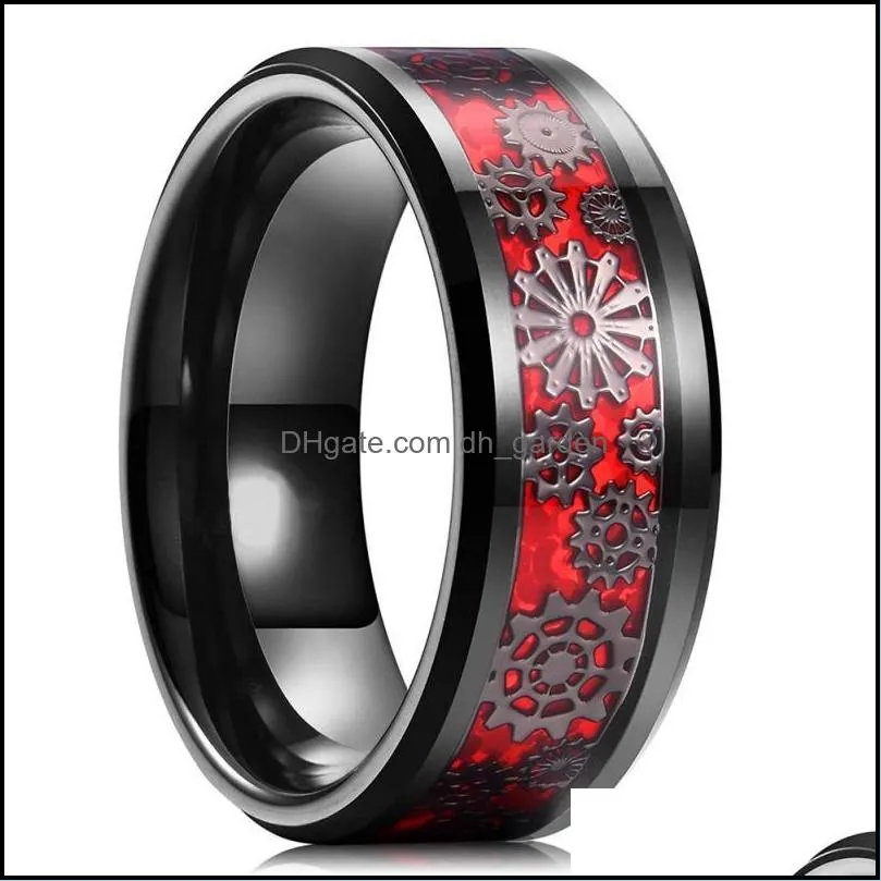 wedding rings fashion mens stainless steel ring steampunk gear celtic dragon for women carbon fiber band jewelry giftwedding brit22