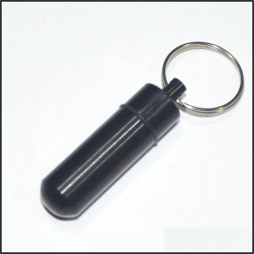 waterproof keychain aluminum pill box case bottle cache holder container keyring medicine package health care