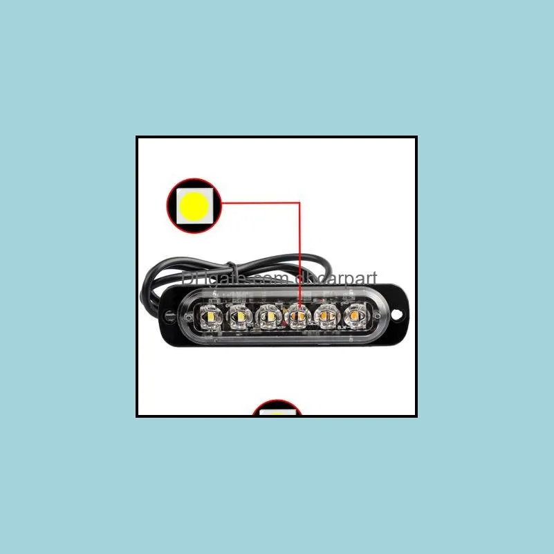 4pcs 1224v truck car 6 led flash strobe emergency warning light flashing lights for car suv vehicle motorcycle