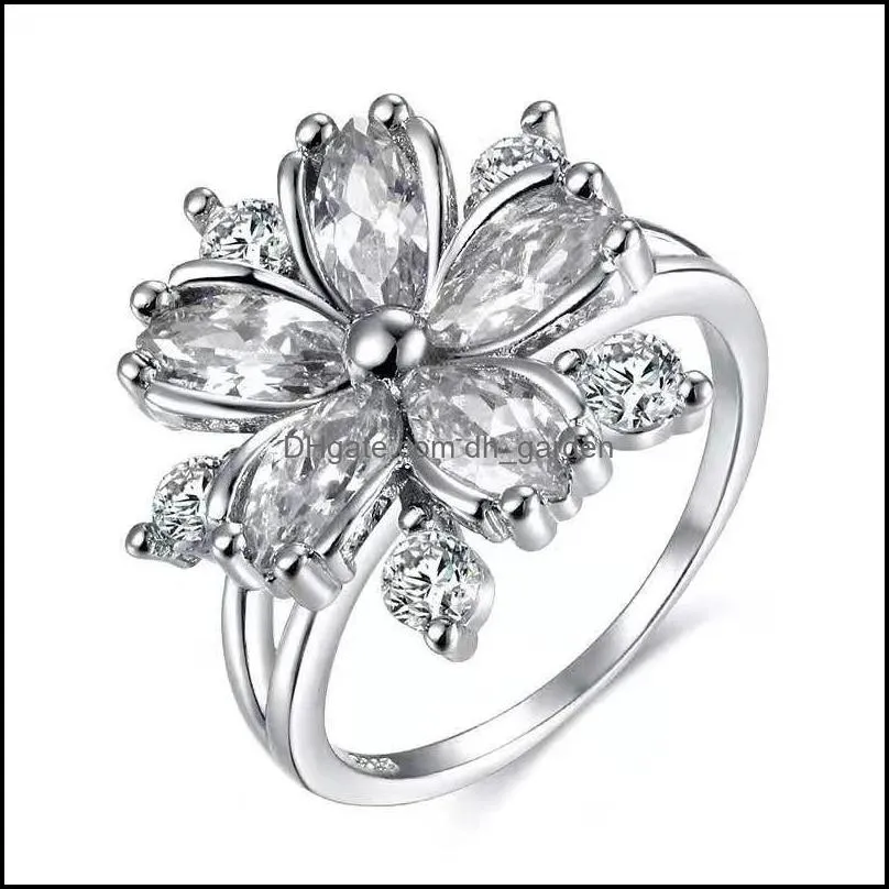 wedding rings cute female pink crystal stone ring charm upscale thin for women dainty bride flower zircon engagement ringwedding