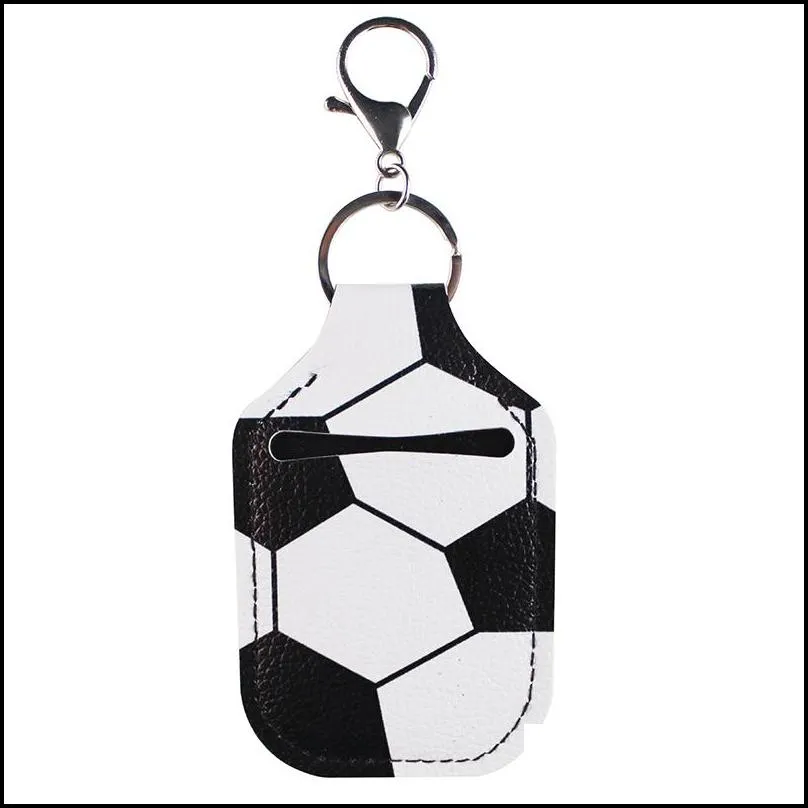 portable sanitizer holder keychains football basketball baseball ball sports leather keychain pendant bottle cover